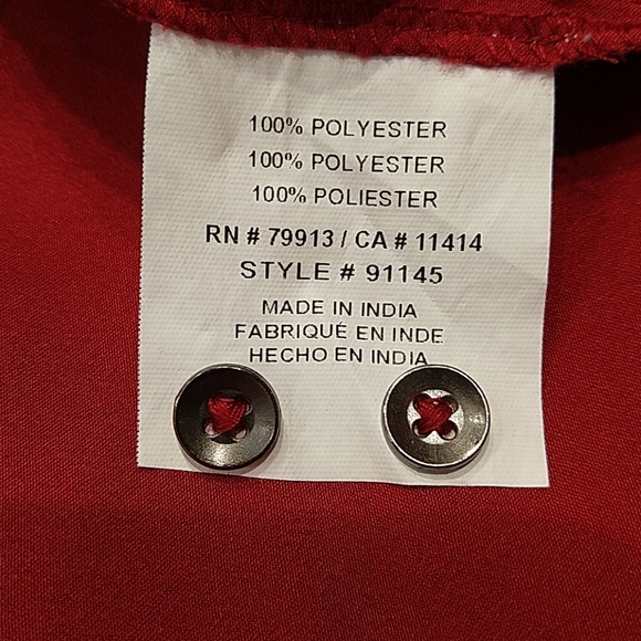 Red LS Drawstring Shirttail Adj. Sleeve Dress - Picture 11 of 12